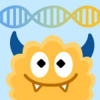 An illustration of a monster with a strand of DNA above its head