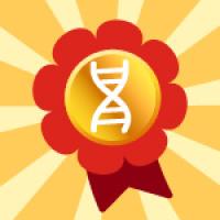An illustration of a DNA-themed award ribbon